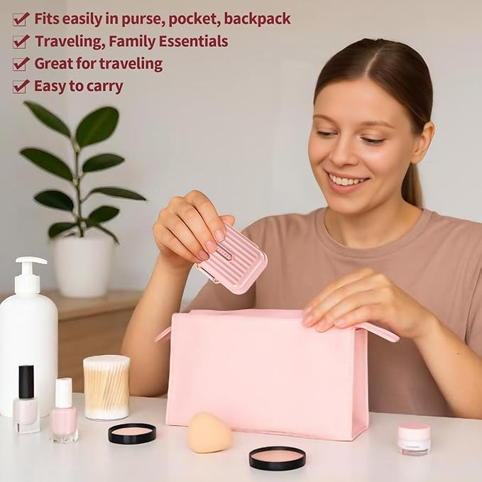 Daviky Travel Pill Organizer,Large 7-Compartment Pill Box for Vitamins & Medications, Compact Medicine Case for Pocket or Purse(Pink)