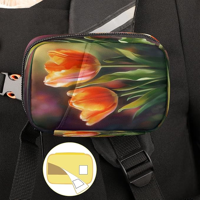 Floral Red Tulip Flower Travel Pill Organizer Box Weekly Portable Pill Case Daily Pills 7 Day Small Birth Control Pills Container Removable Compartments for Medicine Vitamins Fish Oil
