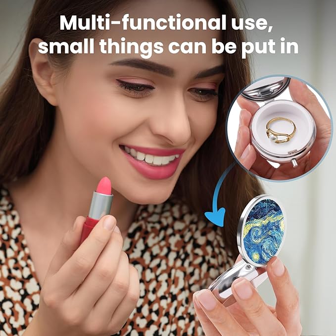 Mini Pill Box, Small Pill Box, Portable Pill Box, Cute Pill Organizer for Vitamins, Medications, Fish Oil and Supplements (Blue Moon)