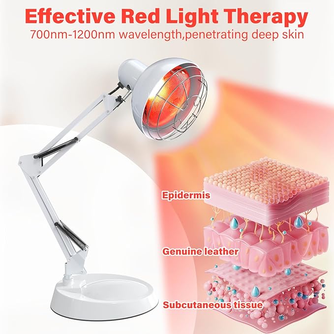 Near Infrared Lamp, Infrared Therapy Bulb Heat Lamp Red Light Therapy for Body Joint Pain and Muscle Aches Infrared Light Home Use Device