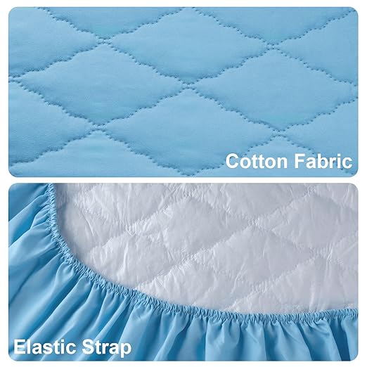 2 Pack Hospital Bed Sheets Set,Hospital Fitted Bed Sheets for Home Use & Hospital Care Beds,Waterproof Fitted Sheets with Elastic All Around,Reusable and Machine Washable,36" x 84" x 14" (Blue)