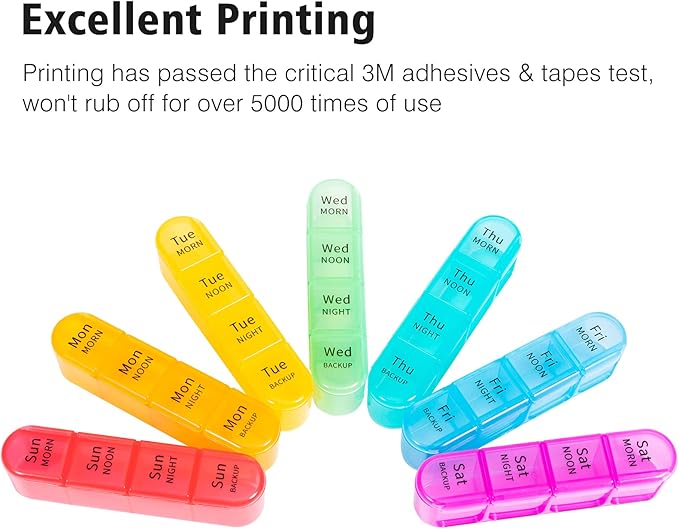 Daviky Pill Organizer 4 Times a Day - Pill Box 7 Day, Large Weekly Medicine Pill Organizer for Travel with Removable Individual Containers, Pill Case to Hold Daily Vitamins, Supplements and Medication