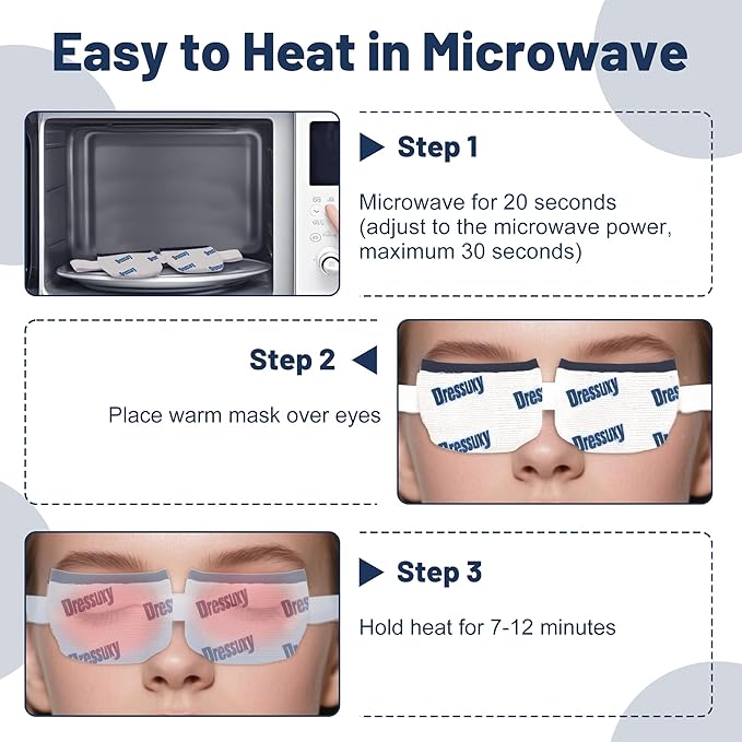 Heated Eye Mask & Microwavable Eye Compress | Gentle Steam Heat for Eye Comfort 1pc Cotton White