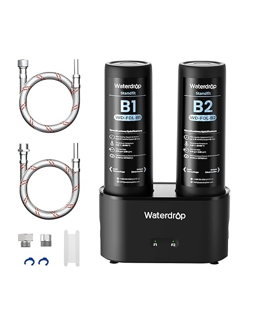 Waterdrop DLA Under Sink Water Filter, No Drilling Required, Reduces Chlorine, PFAS, Bad Taste/Odor, Under Sink Water Filtration System, Filter Life Indicator, 2 Stage, Quick Change