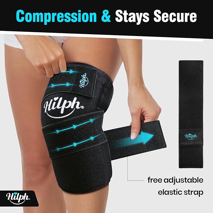Hilph Knee Ice Pack Wrap Compression Sleeve for Pain Relief with Extra Strap, Flexible Thickened Gel Knee Ice Sleeve for Replacement Surgery, Sports Injuries, Elbow Pain, Meniscus Tear, ACL, MCL