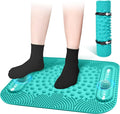 Foot Massage Mat with Two Massage Balls, 5-Zone Acupressure & Reflexology Mat for Various Stimulation, Portable Pressure Point Pad for Feet Relaxation, Pain, Fatigue Relief((Lake Blue)