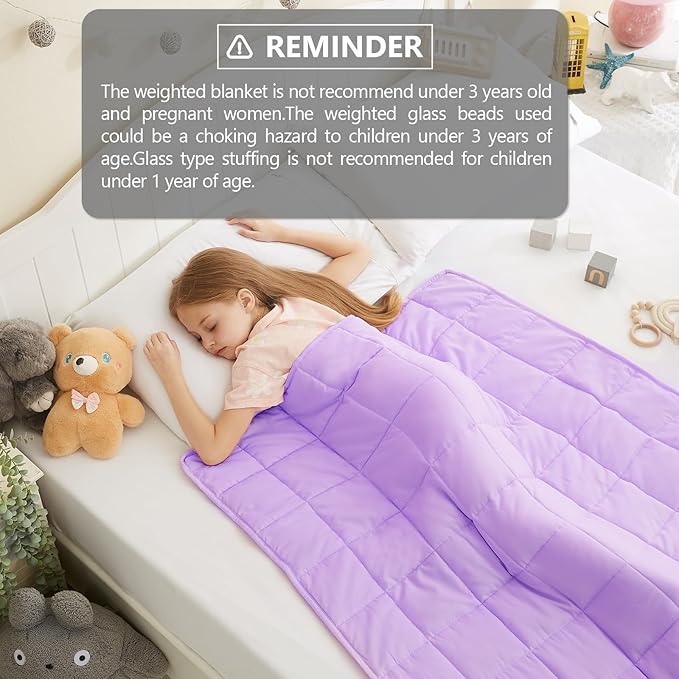 L'AGRATY Weighted Blanket - 40"x60" 7lbs Cooling Breathable Weighted Blanket Microfiber Material with Glass Beads