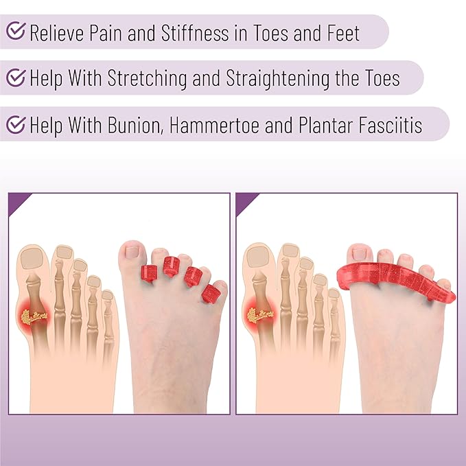 Dr. JK- ToePal Gel Toe Separator, 4 Pairs, Toe Spacers, Bunion Corrector, Cherry & Mint green