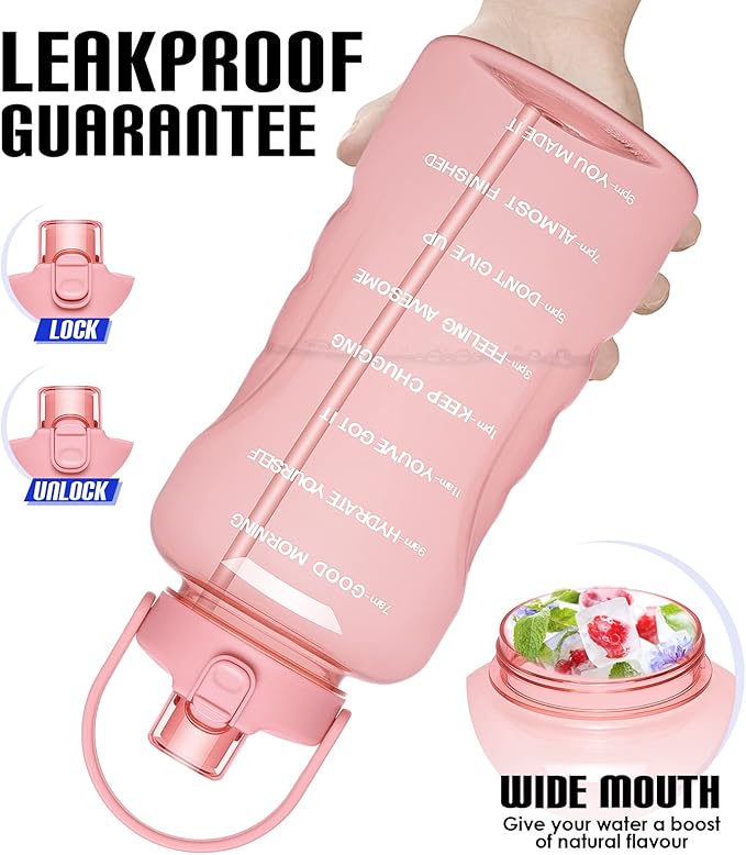 HydroPal 1 Gallon Water Bottles with Straw, 128 oz Water Bottle BPA Free Innovative 2-IN-1 Lid Gym Bottle with Times to Drink Motivational, Large for Sports Fitness Camping Water Jug （13.8X5.5 inch）