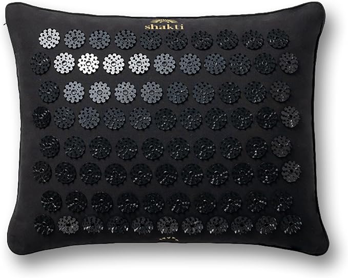 ShaktiMat Premium Acupressure Pillow, Level 1 Intensity in Shakti Black, Massage Muscles, Aid Sleep & Unlock Inner Tension | Similar to Acupuncture | Organic Cotton Certified