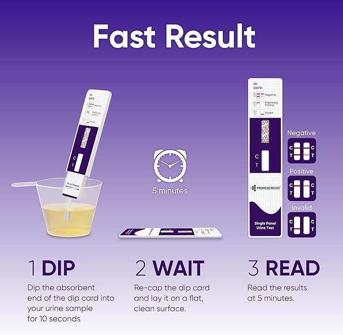 Prime Screen Cocaine Urine Test Card - Detect COC in Urine with 300 ng/mL Cutoff Level - Single Panel Drug Test Kit - 10 Pack