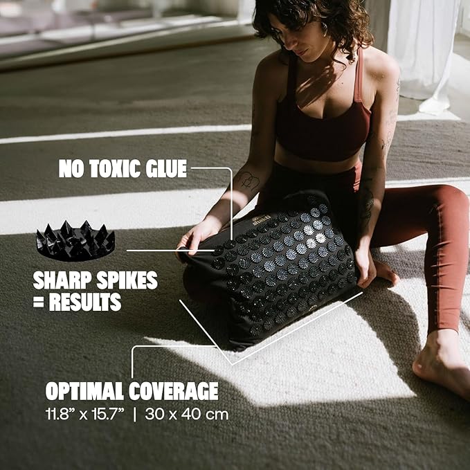 ShaktiMat Premium Acupressure Pillow, Level 3 in Shakti Black, Massage Muscles, Aid Sleep & Unlock Inner Tension | Similar to Acupuncture, No Needles Required