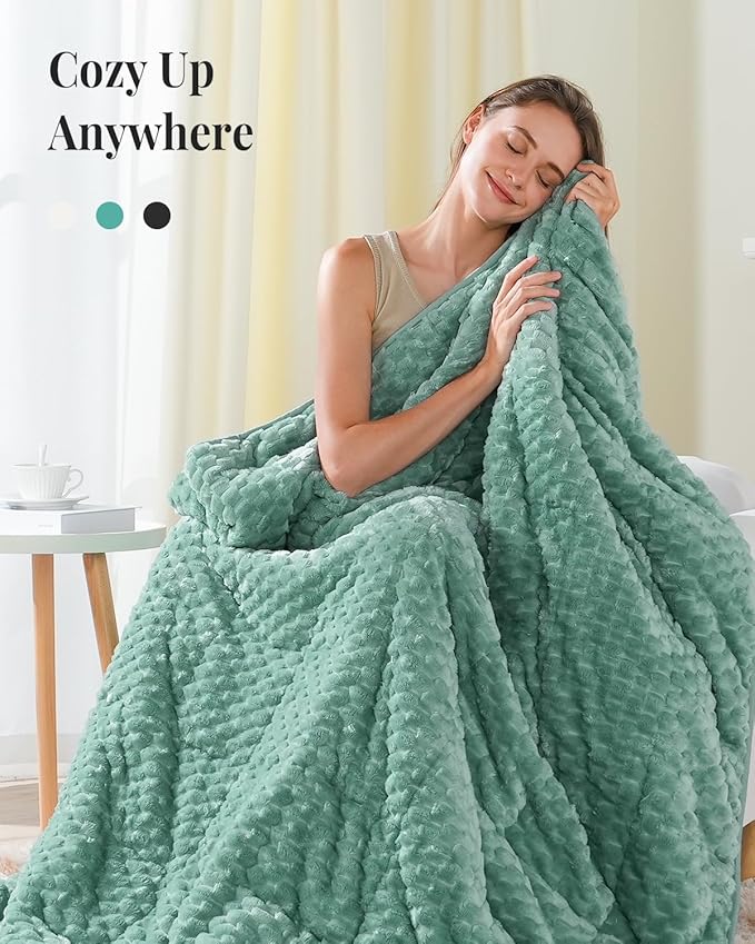 Topblan Weighted Blanket for Adults, 60" x 80" 15lbs, Soft Sherpa Queen Size Heavy Blanket with 3D Jacquard Turtle Shell Flannel Fleece for Couch and Bed