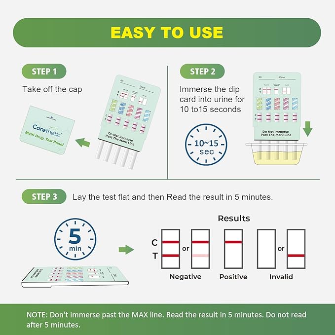 5 Panel Multi Drug Test Kit - Amphetamine, Oxazepam, Cocaine, Marijuana, Morphine - Instant Urine Screen, 5 Pack
