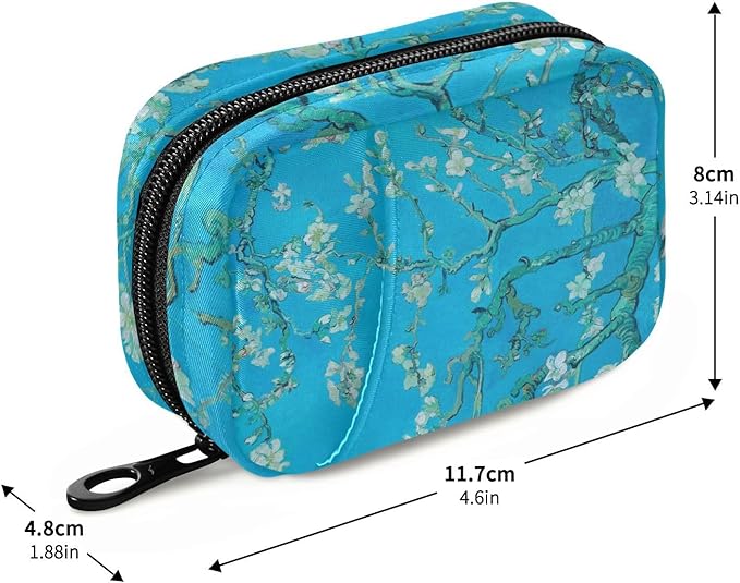 Van Gogh Almond Blossoms Blue Travel Pill Organizer Weekly Small (Cute) Pill Box 7 Day Pill Case Vitamin Holder Pill Bottle Organizer