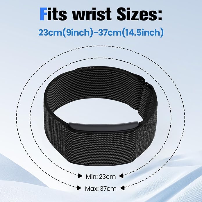 Yeahxing Band for Amazfit Helio Strap - Adjustable Nylon Bicep/Arm/Ankle 38cm Replacement Bands for Fitness Tracker, Secure Hook & Loop Design, Comfortable for Workout, Running, Yoga