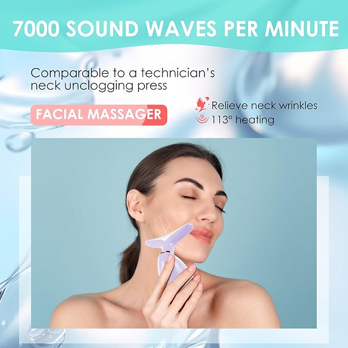 Facial Massager Red-Light-Therapy-for-Face and Neck, Face 𝖲 culpting Wand with 7 Color (Light Purple)