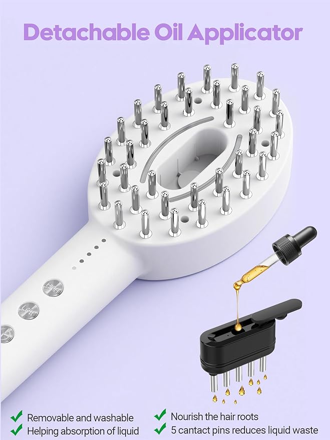 3-in-1 Electric Scalp Massager Brush, Vibrating Scalp Massager Comb with Hair Oil Applicator for Scalp/Face/Body Relaxation, Portable Massager Tool for Home & Travel, Gift for Men & Women(White)