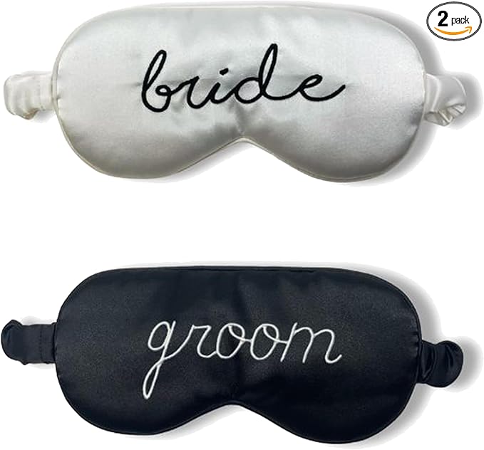 2 Pack: Satin Sleep Mask - Bride (White) & Groom (Black)