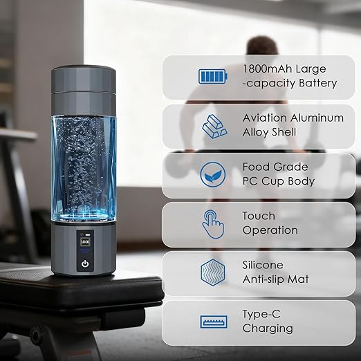 Premium Hydrogen Water Bottle Generator, Up to 6700+ PPB Water Hydrogenator with Color Screen and Timer-Enabled, 8 oz Hydrogenated Water Bottle, SPE+PEM Tech, Hydrogen Water Generator, Gift Box