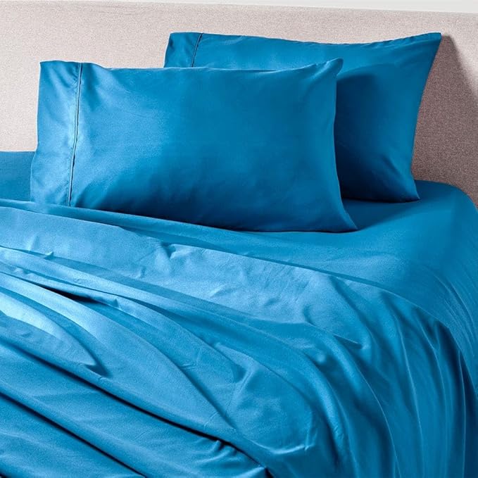 PeachSkinSheets Cooling Bed Sheets for Hot Sleepers - Ultra-Soft Breathable Luxury Microfiber Sheet Set, Moisture-Wicking, Deep Pocket, Oeko-TEX® (King Size, Bahama Blue)