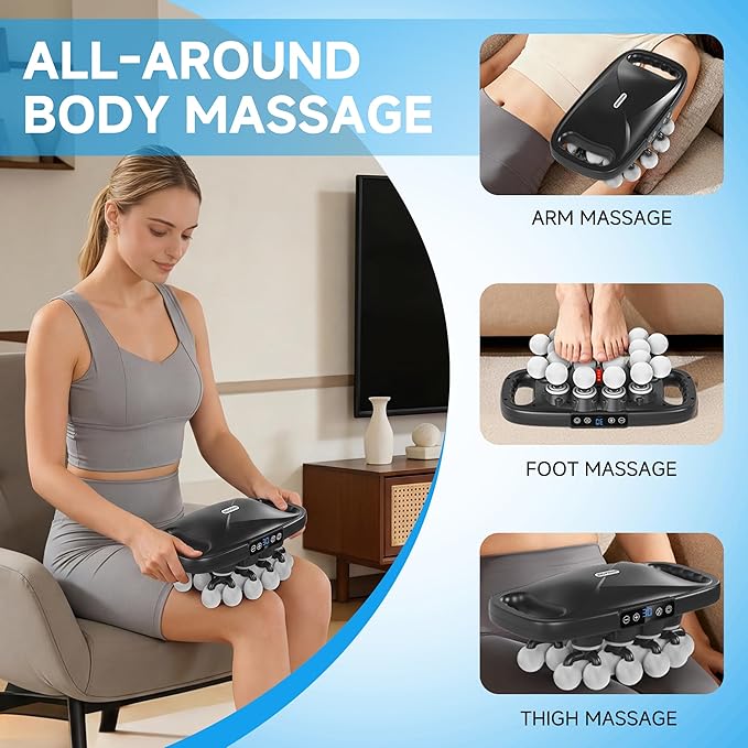 leikefitness 20-Head Deep Tissue Massage Gun with 20 Intensities, 6 Modes, 3 Timing Settings, Electric Percussion Massager for Back, Shoulders, Legs, Arms, Neck