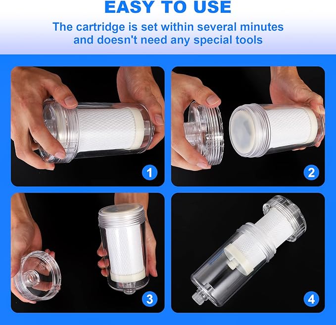 1 Micron Washing Machine Water Filter, Washer Water Filter System, For Washing Machine, Shower, > 99.5% Removal of Chlorine Fluoride, Heavy Metals, Odor, Reusable Carbon Shower Filter
