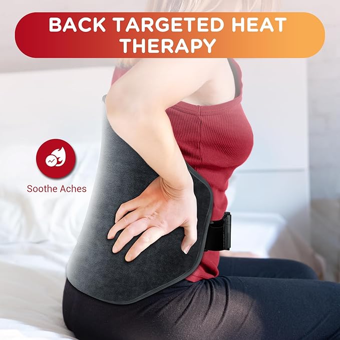 Heating Pad for Back, Comfytemp Birthday Gifts for Women Men Dad Mom, Large Electric Lower Back Heating Pad, FSA Eligible HSA Heat Pad for Period, Lumbar, Abdomen, XL Heated Belt — 11 Auto-Off, Grey