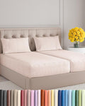 Split King Size 5 Piece Sheet Set - Extra Soft, Breathable & Cooling Sheets - Hotel Luxury Bed Sheets for Women & Men - Deep Pockets, Easy-Fit & Wrinkle-Free Sheets - Blush Stripes Oeko-Tex Bed Sheets