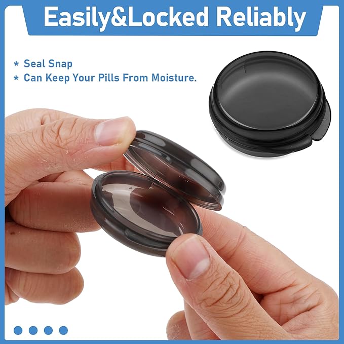 4 Pcs Mini Pill Organizer Small Pill Box Cute Portable Pill Case for Pocket Purse Travel Storage Containers Earplug Case Medicine Dispenser Vitamin Holder(4 Black)