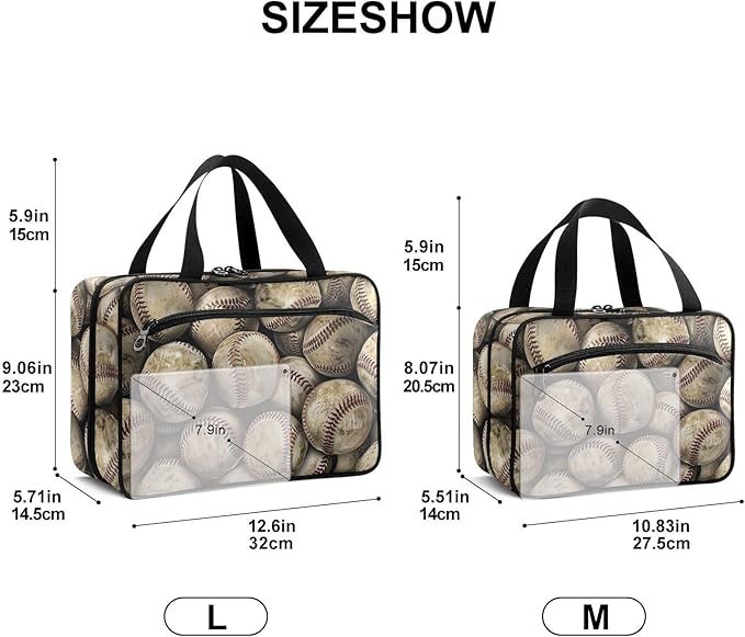 Fustylead Rustic Baseball Sport Themed Farmhouse Travel Medicine Organizer Bag Home Storage First Aid Kit Large Pill Case with Zipper for Pill Bottle, Vitamins, and Medical Supplies
