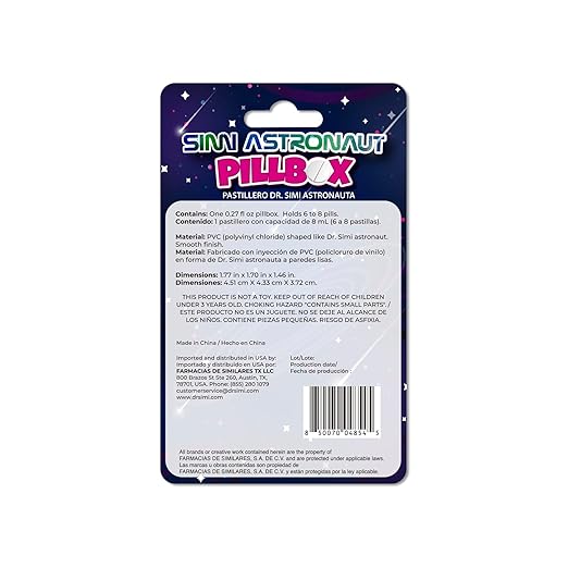 Official Dr. Simi Astronaut Pillbox Keychain – Mini Vitamin & Supplement Organizer | Travel-Friendly Medicine Container with Twist-Top Seal | Fun Soft-Touch Collectible for Wellness, Fans & Travelers