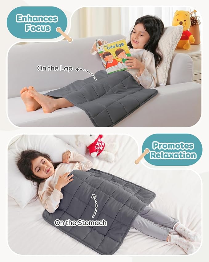 Topblan 2 lb Weighted Blanket, 19" x 21" Weighted Lap Pad, Soft Breathable Premium Glass Bead Filling for Calming, Machine Washable, Dark Grey