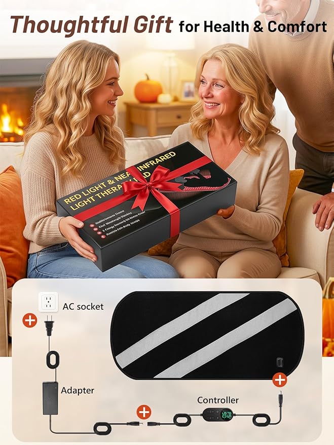 35.4" x 17" Red Light Therapy Mat for Body, 500 LEDs Near Infrared Light Therapy Pad with 90Min Timer, 660nm & 850nm Home Red Light Therapy Blanket for Whole Body Relief, Mood Boost & Sleep Promotion
