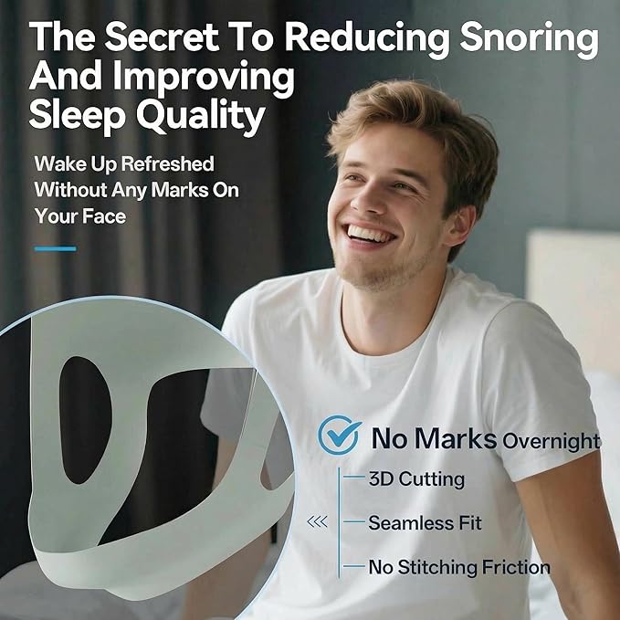 Chin Strap for Sleeping with 4-Side Adjustment, Anti Snoring Chin Strap Elasticity, Anti Snoring Devices Breathable and Durable, Comfortable Snore Stopper for Adults, Green, M