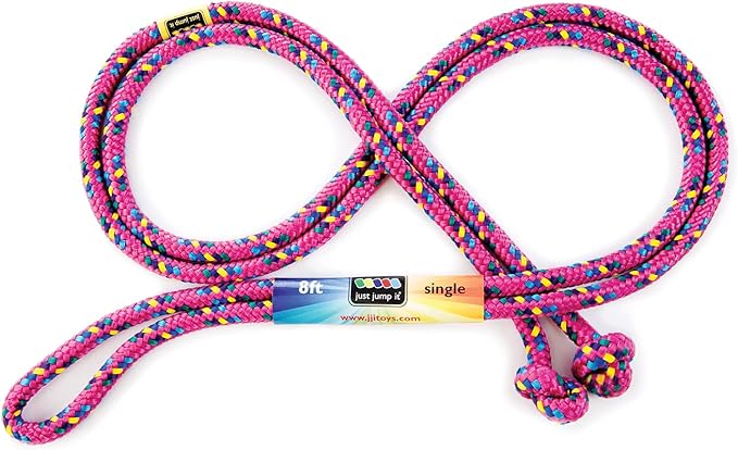 Just Jump It 8' Foot Single Jump Rope for Kids Women and Men - Active Outdoor Youth Fitness Excersing Equipment - Braided Nylon Gym Accessories