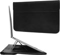 JXE JXO Faraday Bag for Laptops & Tablets, 16 Inch Laptop Sleeve Case with Laptop Stand, 2 Stand Modes, Slim Waterproof PU Leather Sleeve Cover Anti-Tracking Signal Blocking Pouch, Black