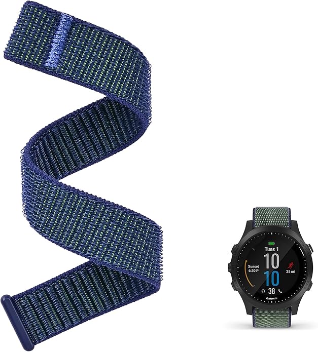 Strap Compatible with Garmin Forerunner 965/955/945/935，22mm Replacement Watch band - Woven Nylon with Hook-And-Loop