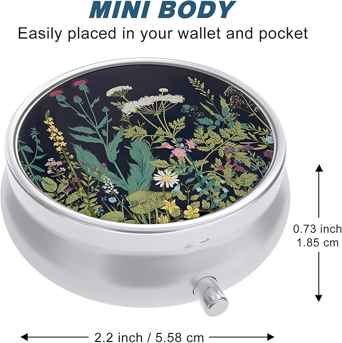 Pill Case, Cute Travel Pill Box for Purse, Moisture Proof Small Medicine Holder, Portable Pocket Medicine Organizer Dispenser to Hold Vitamins, Cod Liver Oil, Supplements, Dandelion