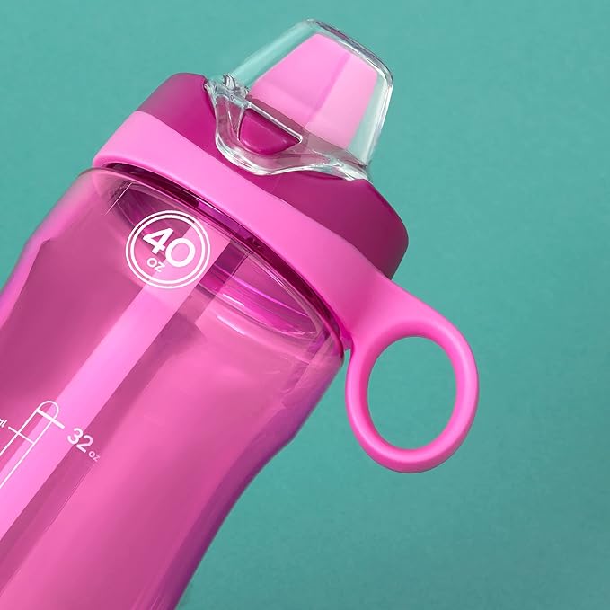 Pogo Plastic Water Bottle with Straw Lid and Carry Handle, Reusable, BPA Free, Dishwasher Safe, Perfect for Travel, School, Outdoors, and Gym | 32oz, 40oz