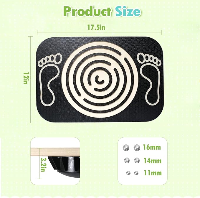 Balance Board Maze for Kids, 17.5-Inch Wobble Board Rocking Seesaw Sensory Training with 6 Balls, Non-Slip Pedals Indoor Outdoor for Boys Girls