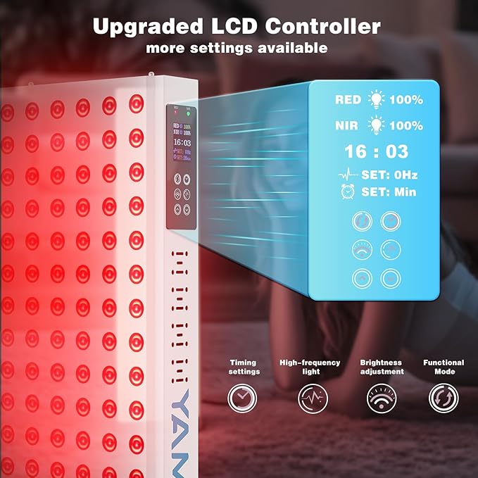 220W Red Light Therapy Panel Lamp for Face & Body - Infrared Red Light Therapy Device, Dual Chip | High Power LED Light Therapy for Skin, Recovery & Relaxation at Home - YA120