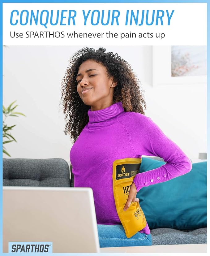 Sparthos Ice Packs for Injuries - Reusable Soft Gel Hot Cold Icepack - Medical First Aid Pain Relief Injury - Wrap Flexible Pack - Icing Compress Therapy - Fits Thigh, Back (Large + Cover, Pack of 1)