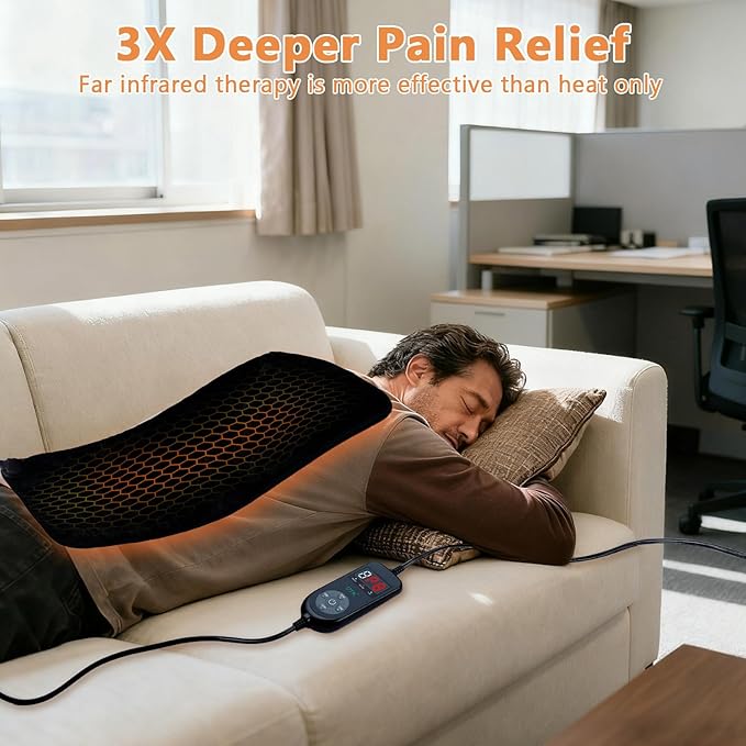 UTK 30s Fast Heating Pad for Back & Period Cramps, 3X Far Infrared Deeper Effect, Hotter to 160℉, FSA-HSA Eligible, 4H Auto Off, 8 Heat Settings,Machine Washable, Gifts for Women Men 24" x 12"