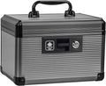 Medicine Lock Box with Key, Alluminum Alloy Box for Medication,First Aid Box with a Removeable Tray to Store Medicines & Pills for Home,Black 10 * 6.89 * 6.89 Inch