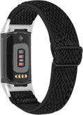 Lijinlan Nylon Band Compatible with Fitbit Charge 5 Advanced Fitness & Health Tracker, Elastic Woven Strap Stretchable Wristband Watch Bands Replacement for Charge 5 for Women Men