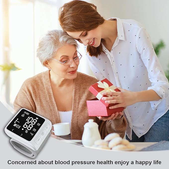 huangirl Wrist Blood Pressure Monitor | Wrist Blood Pressure Monitors for Home Use | Automatic Blood Pressure Monitor Wrist Blood Pressure Cuff with 2 Users Memory LCD Display Hypertension Alarm