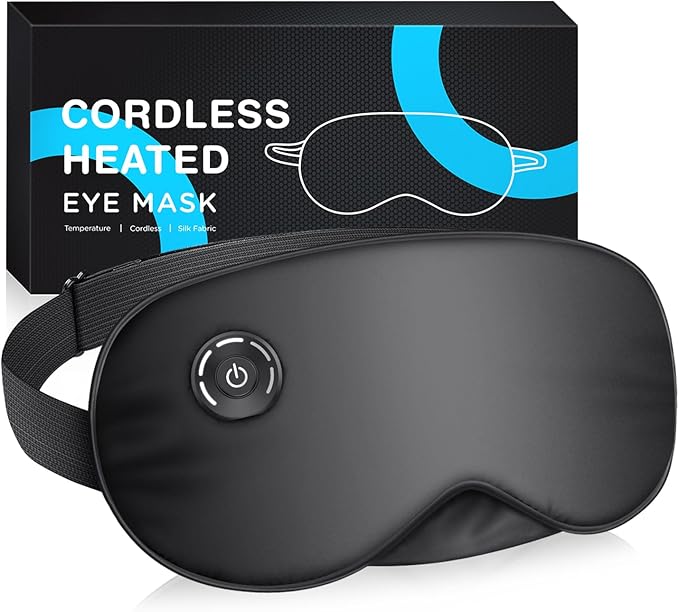 Heated Eye Mask Cordless,Silk Eyes Heating Pad for Sleeping,Washable Sleeping Dry Eye Mask for Dry Eyes, Blepharitis, Sinus Migraine