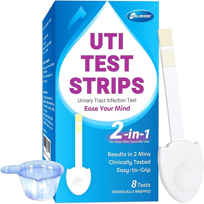 8 Pack UTI Test Strips, Urinary Tract Infection Test Kit for Women Men, Accurate Result in 2 Minutes, Monitor Bladder Health at Home, Clinically Tested, Easy to Grip, Individually Wrapped,