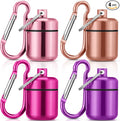 Hicarer 4 Pack Ear Plug Carrying Case, Waterproof Metal Ear Plug Holder with Keychain, Portable Small Pill Case Container for Earplugs, Jewelry, Pill Organizer for Travel or Sports(Pink, Purple)